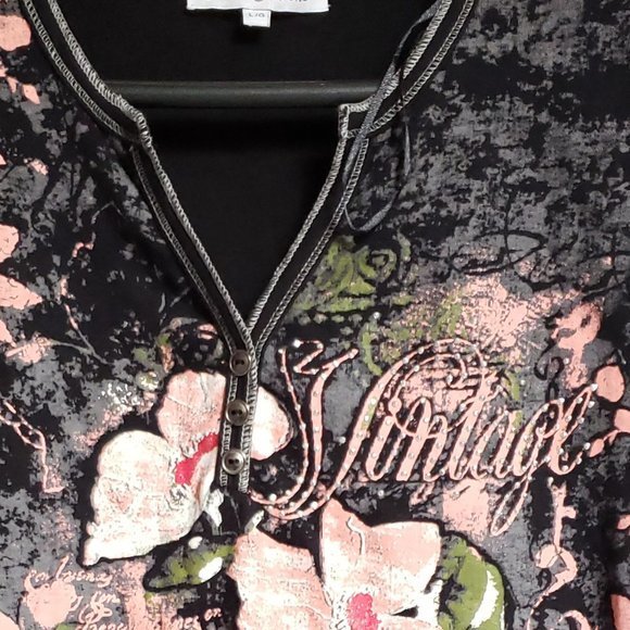 Classic Editions Women's Size  Large Black and Pink Tee-shirt - New - Picture 2 of 7